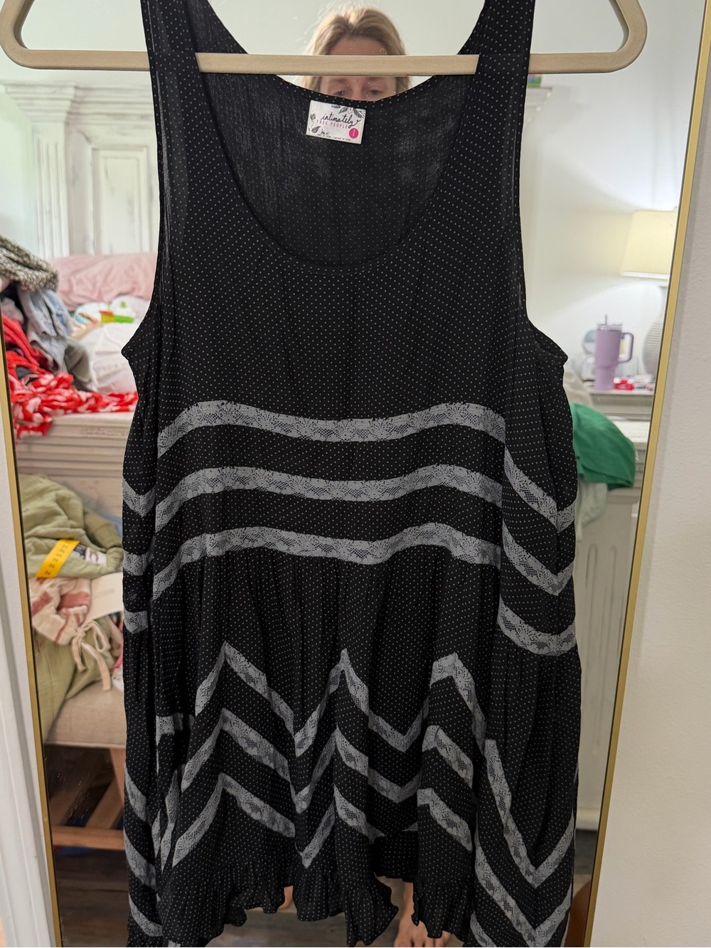 Free People Black Sleeveless Dress with Silver Dot Texture